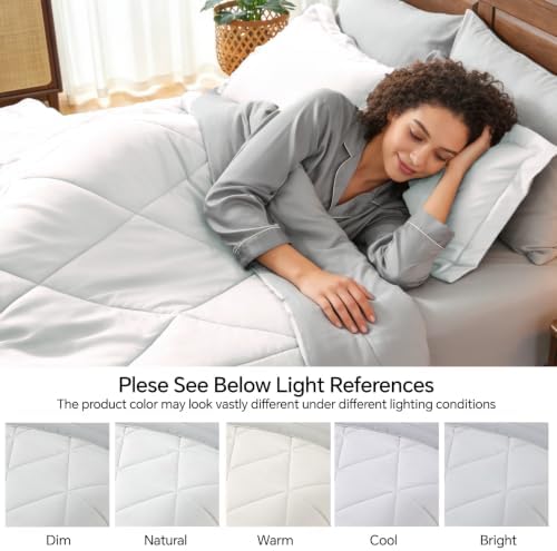 BEDELITE Twin XL Comforter Set 5 Pieces, Reversible White Bed in A Bag