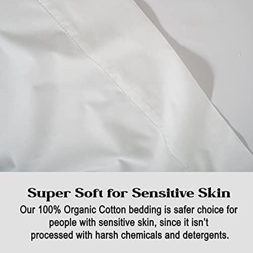 LANE LINEN Queen Sheets 100% Organic Cotton 8pc Percale Cooling - White