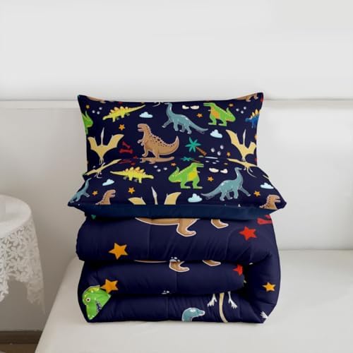 Boys Dinosaur Queen Comforter Set for Kids Cute Dinosaur Print Bedding,Green Beige Blue Dinos Bedding Comforter Sets,Cartoon Wild Animals Duvet Inset 3 Pieces,Dinosaur Room Decor for Boys Teens…