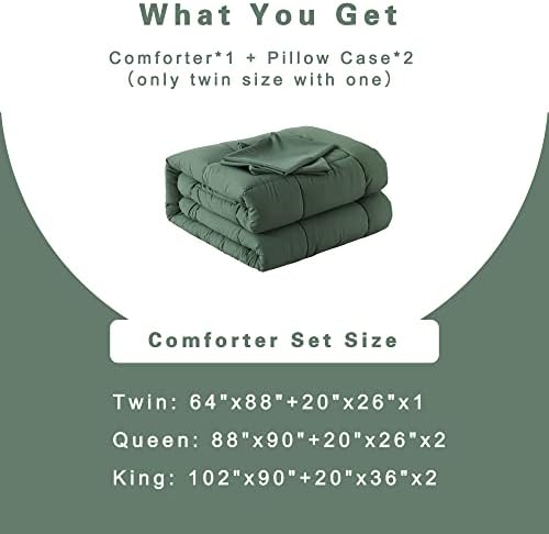 DOWNCOOL Full Size Comforter Sets -All Season Bedding Comforters Sets with 2 Pillow Cases -3 Pieces Bed Set Down Alternative Comforter Set -Sage Green Bedding Sets Full(82"x86")