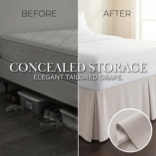 Southshore Fine Living King Bed Skirt 14 Inch Drop Pleated Natural Beige