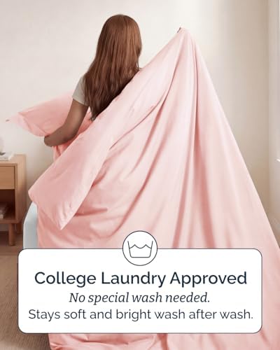 Duvet Cover Twin/Twin XL - 2 Piece Set, College Dorm Room - Baby Pink