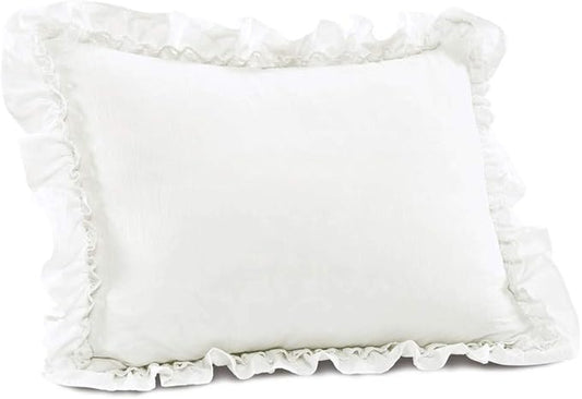 Lush Decor Ella Ruffle Lace Comforter, 2 Piece Set, Twin, Ivory - Cute Comforter - Twin Bedding Set - White Bedding - Coquette Decor - White Lace Trim - Ruffle Trim