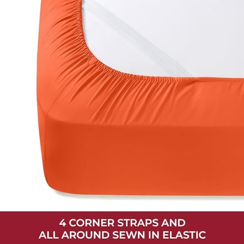Mellanni Iconic 4-PC, Ultra Soft Sheet Set (RV/Short Queen, Poppy Orange)