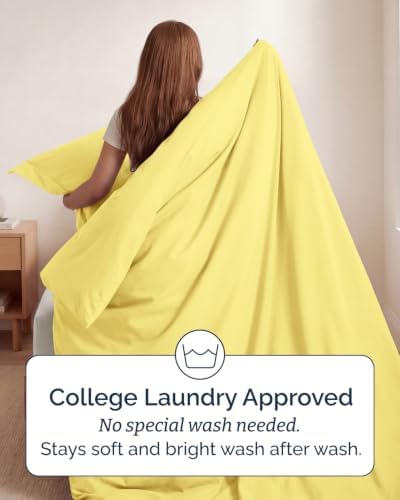 Duvet Cover Twin/Twin XL - 2 Piece Set, College Dorm Room - Yellow
