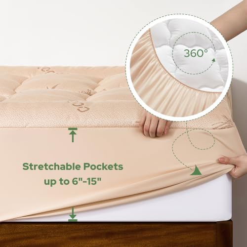 BEDLORE Twin XL Mattress Topper, Thick Soft Pillow Top Bed Topper
