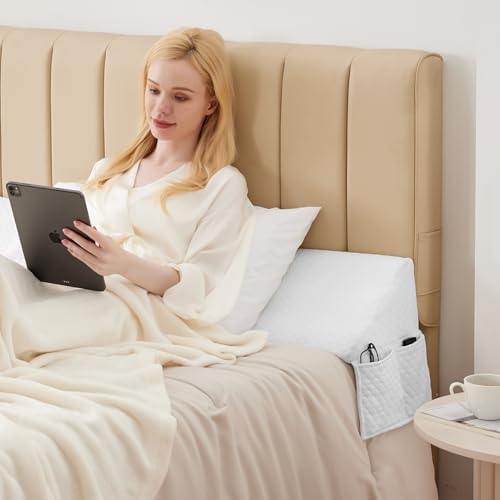 MEGCXIT King Bed Wedge Pillow for Headboard, 76"x10"x6", White