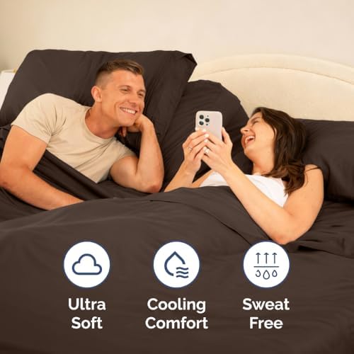 Flex Top Split Head King 4 Piece Sheet Set - Ultra-Soft, Breathable - Brown