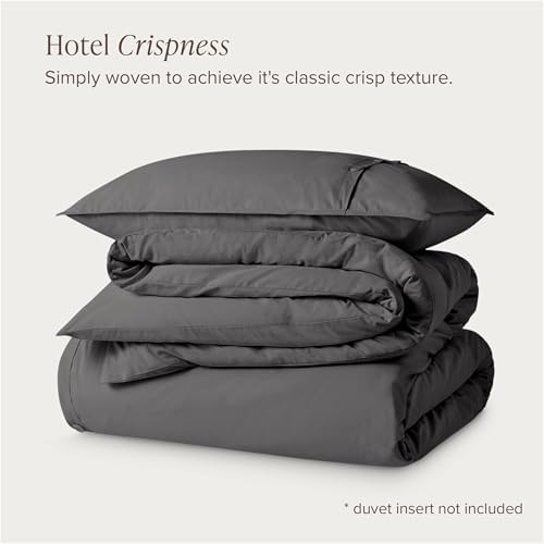 Bare Home 100% Organic Cotton Percale Duvet Cover Set (Twin/Twin XL, Grey)