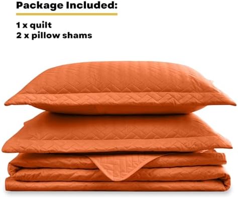Maple&Stone Brunt Orange Quilt Set King Size, Lightweight Bedspread