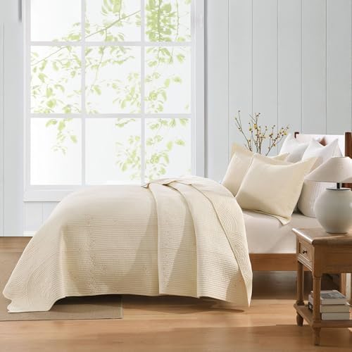 Cotton Floral Embroidery Bedspread Quilt Set (Tu Beige,King (114"x102"))