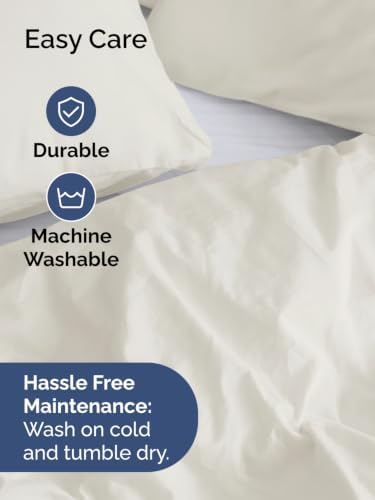 Duvet Cover Super Queen Size - 3 Piece with Zipper Closure - Ivory