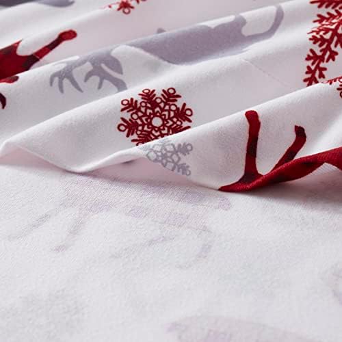 Flannel Sheets Warm and Cozy Deep Pocket Breathable All Season Bedding Set with Fitted, Flat and Pillowcases, Twin, Buffalo Deer
