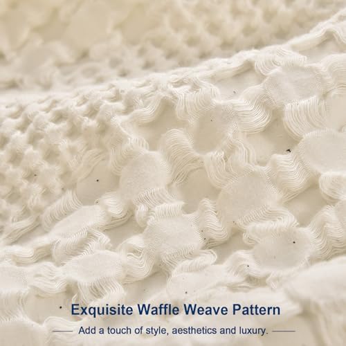 PHF Cotton Waffle Weave Euro Sham Covers 26" x 26", Natural, No Insert