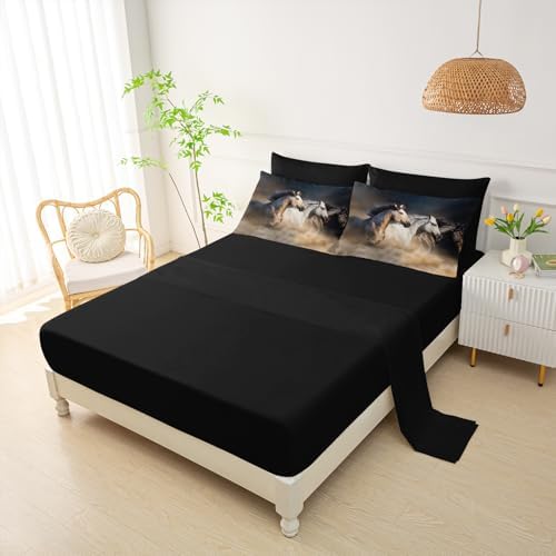 QOOMO Running Horse 7 Pieces Comforter Set Queen,Galloping Horse Bedding