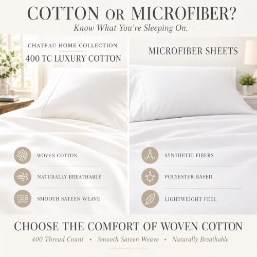 Queen Sheet Set, 400 Thread Count Bed Sheets Queen Size Set - Coconut Milk