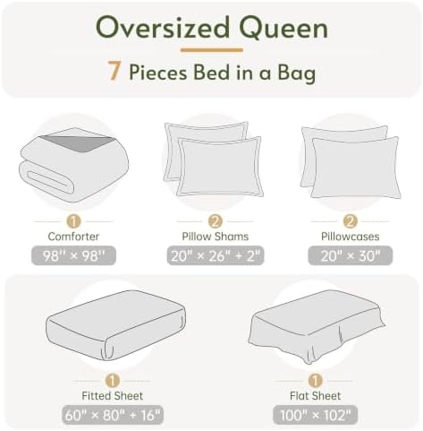 Oversized Queen Comforter Set, White Bed in a Bag, Bedding Set with sheets