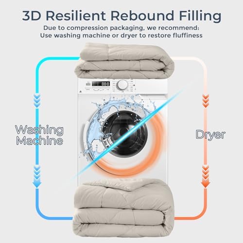 HEVUMYI 7-Piece California King Comforter Set, Oatmeal Bed in a Bag