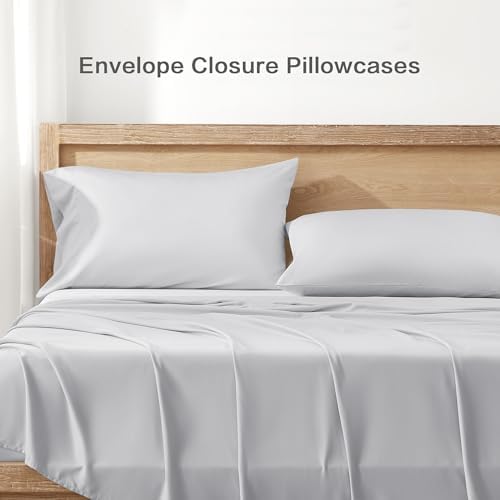 Andency Light Grey King Sheets Set 100% Viscose Derived from Bamboo