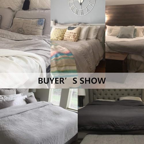 Simple&Opulence 100% French Linen Duvet Cover Set with Embroidered,3 Pcs Washed Soft Farmhouse Bedding Set with Button Closure,1 Comforter Cover and 2 Pillowshams(King,Dusty Pink)