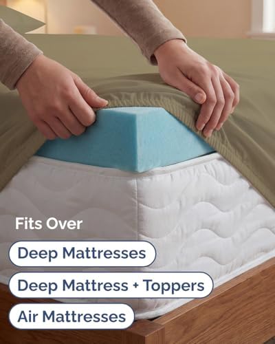 Extra Deep Twin XL Sheet Set - 3 Piece College Dorm Room - Khaki