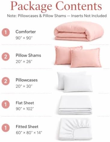 weigelia Pink Queen Comforter Set with Sheets - 7 Pieces Bed in a Bag Queen