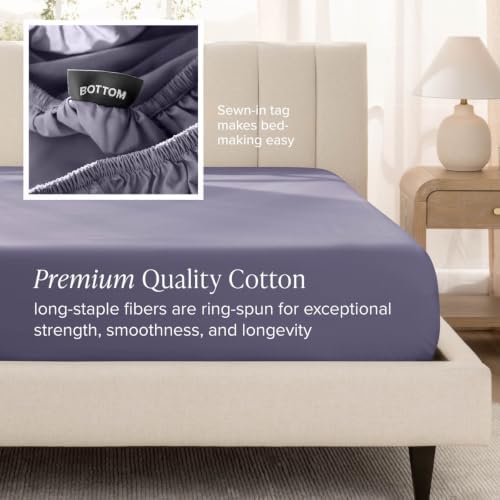 Bare Home 100% Organic Cotton Sateen Sheet Set (Queen, Dusty Purple)