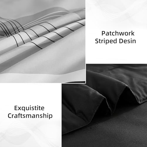 Anibedding Black Comforter Set Full Size,8 Pieces Boho Bed in a Bag Patchwork Striped Comforter Set, Soft Microfiber Bedding Set for All Season(78"×90")