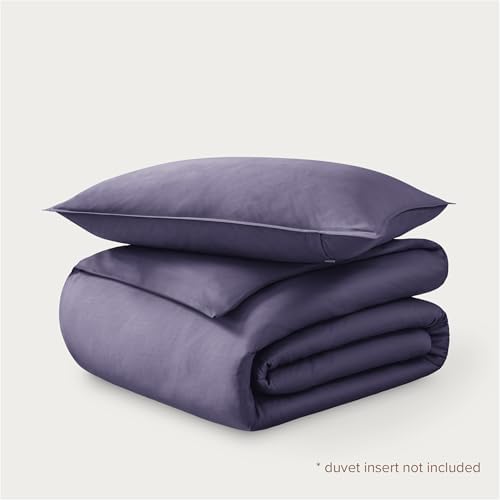 Bare Home 100% Organic Sateen Duvet Cover Set (Twin/Twin XL, Dusty Purple)