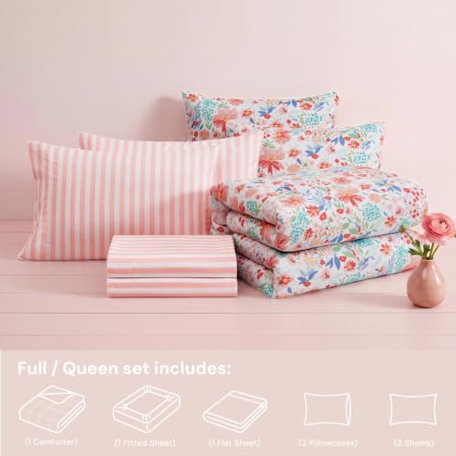 Queen Comforter Set with Sheets for Girls-7 Pieces Soft Queen Bedding Sets