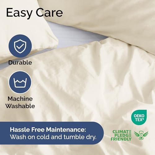 Duvet Cover Full Size - Soft 3 Piece with Zipper Closure - Off White