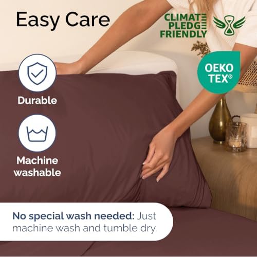 Queen Size 4 Piece Sheet Set - Ultra Soft & Cooling Sheets - Dark Russet