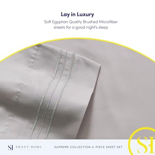 Twin Sheets - Breathable Luxury Sheets with Full Elastic & Secure Corner Straps Built In - 1800 Supreme Collection Extra Soft Deep Pocket Bedding Set, Sheet Set, EXTRA DEEP pocket - Twin, Silver