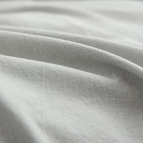 BESTOUCH Cotton Solid Duvet Cover Set Northern Droplet Grey Super Queen
