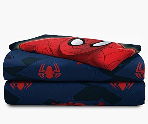 Jay Franco Kids Sheet Set with Fitted, Flat Sheets & Pillow Cover - Ultra-Soft Bedding with Pillowcase for Room Decor, Blue - Spiderman, 3 Piece Twin