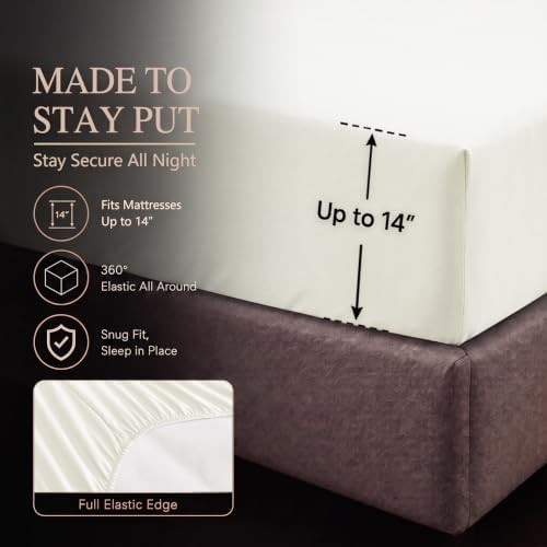 CozyLux King Size Comforter Set Ivory, 7 Pieces Pintuck Bed in a Bag