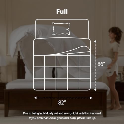 Pacific Coast Goose Feather Down Fiber Comforters Full Size, Extra Fluffy White Duvet Insert, Ultra-Soft, Breathable, All Season Hotel Luxury Bedding Comforters, 8 Corner & Center Loops (82"x86")