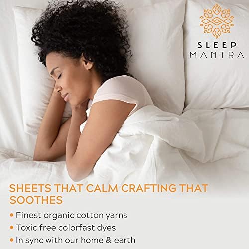 Sleep Mantra Bed Sheet Set 100 % Organic Cotton Twin Soft and Cooling Percale