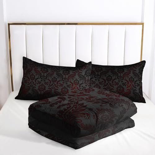 Paisley Floral Comforter Full Size,Gothic Kids Comforter Set,3Pcs Bedding Set Printed Comforter with 2 Pillowcases,Down Alternative,Soft and Lightweight,for All Seasons