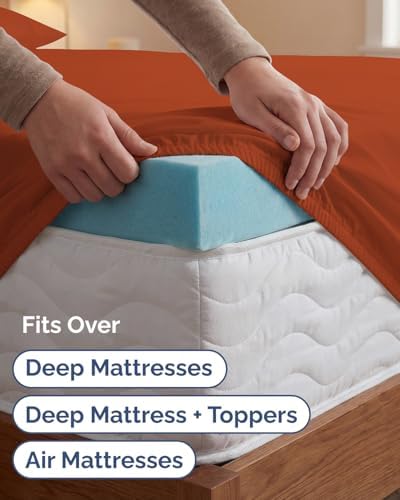 Extra Deep Twin XL Sheet Set - 3 Piece College Dorm Room - Terracotta