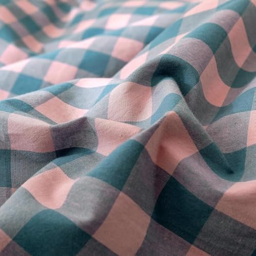 mixinni Plaid Duvet Cover Set King Purple - Soft Washed Cotton Modern Geometric Bedding Set with 2 Pillowcases, Pink Blue Gingham Grid King Duvet Cover for Men & Women, Soft & Lightweight