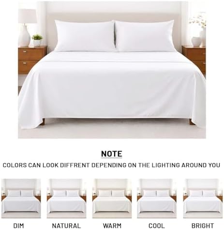 SGI bedding 100% Egyptian Cotton Sheets Queen Size – Cooling Sheets, Soft Breathable White Bedding, Luxury Bedding, Luxury Hotel Sheet Set, High Thread Count, Deep Pocket 18", 4 Piece Set