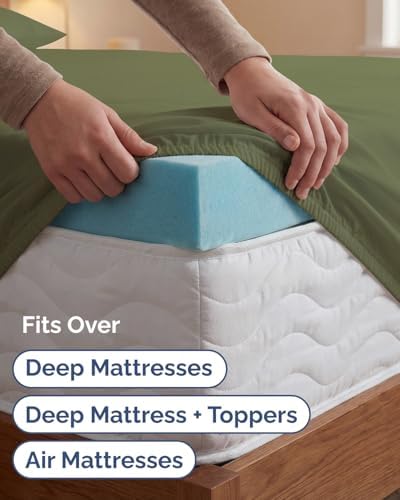 Extra Deep Twin XL Sheet Set - 3 Piece College Dorm Room - Sage Green