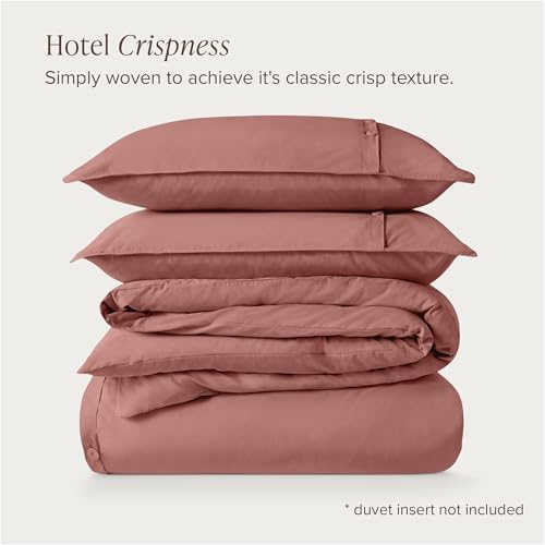 Bare Home 100% Organic Cotton Full Duvet Cover Set - Crisp Percale Weave - Lightweight & Breathable - Cooling Duvet Cover Set (Full, Dusty Rose)