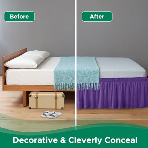 Wrap Around Bed Skirt Dorm Twin & Twin XL 15" Drop-Elastic Dust Ruffle