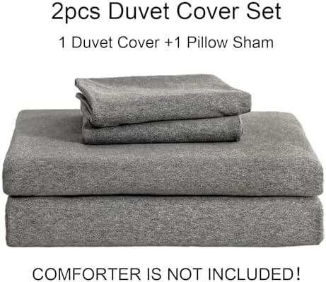 PURE ERA Jersey Knit Duvet Cover Set Heather Dark Grey Twin