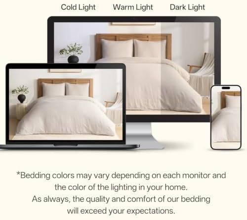 DAPU 100% French Linen Duvet Cover 3Pcs Set, 170GSM Linen Bedding, Queen