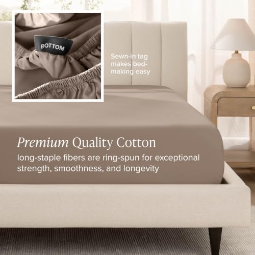 Bare Home 100% Organic Cotton Sateen Sheet Set (Twin XL, Taupe)