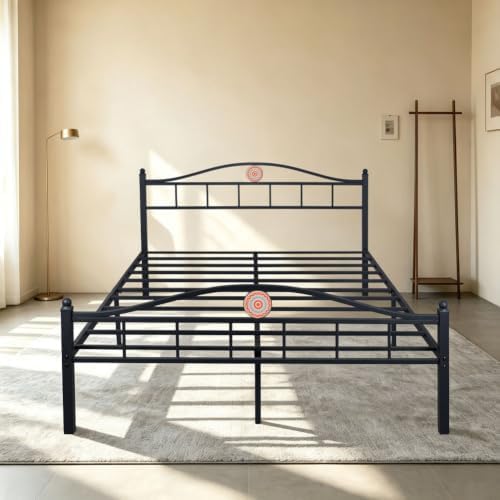 Queen Bed Frame with Headboard Footboard, Victorian Metal Platform Beds