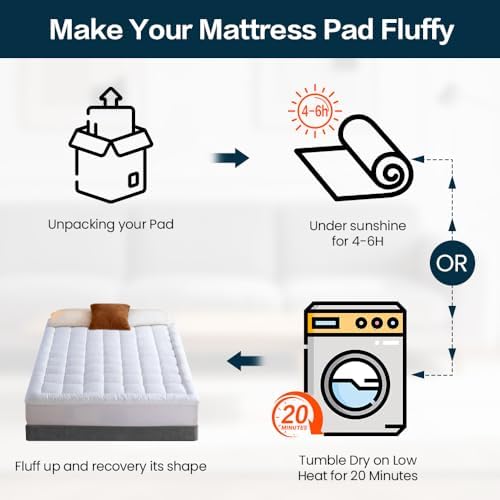 EASELAND Mattress Pad Twin XL Pillow Top Mattress Cover Quilted Fitted Protector Single Cotton Top 8-21" Deep Pocket Mattress Topper(39x80 Inches)